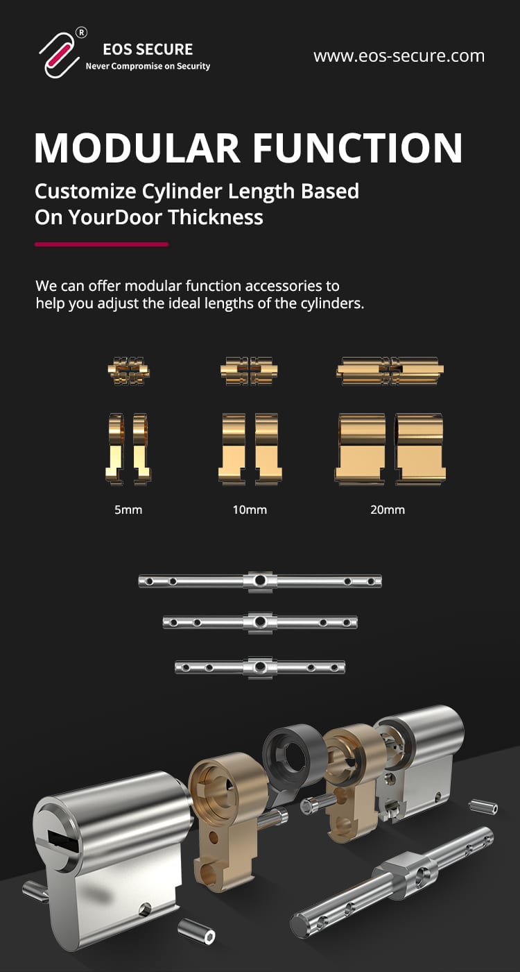 Modular system function european profile telescopic pin brass lock cylinder